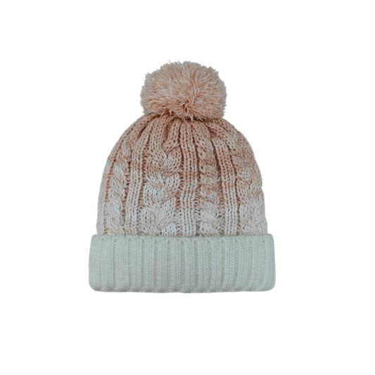 IGO2507450 Gradient Cable Knit Fashion Bobble Hat