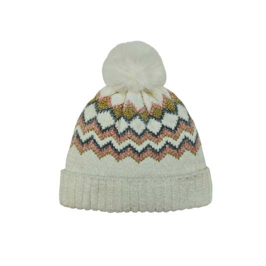 IGO2507468 Colorful Geometric Jacquard Fashion Bobble Hat