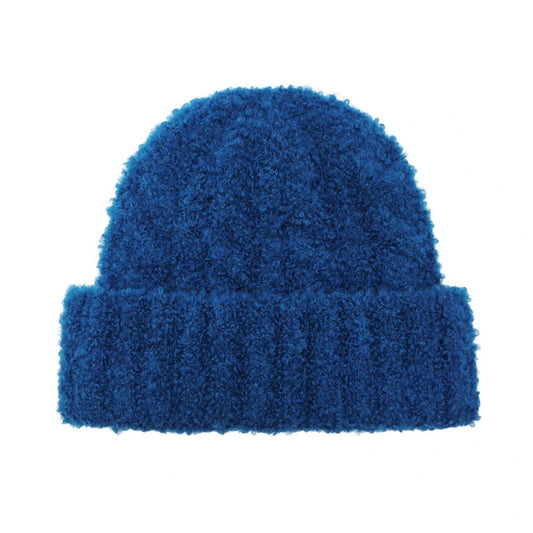 Ski Hat | Fuzzy Texture Solid Design – Blue