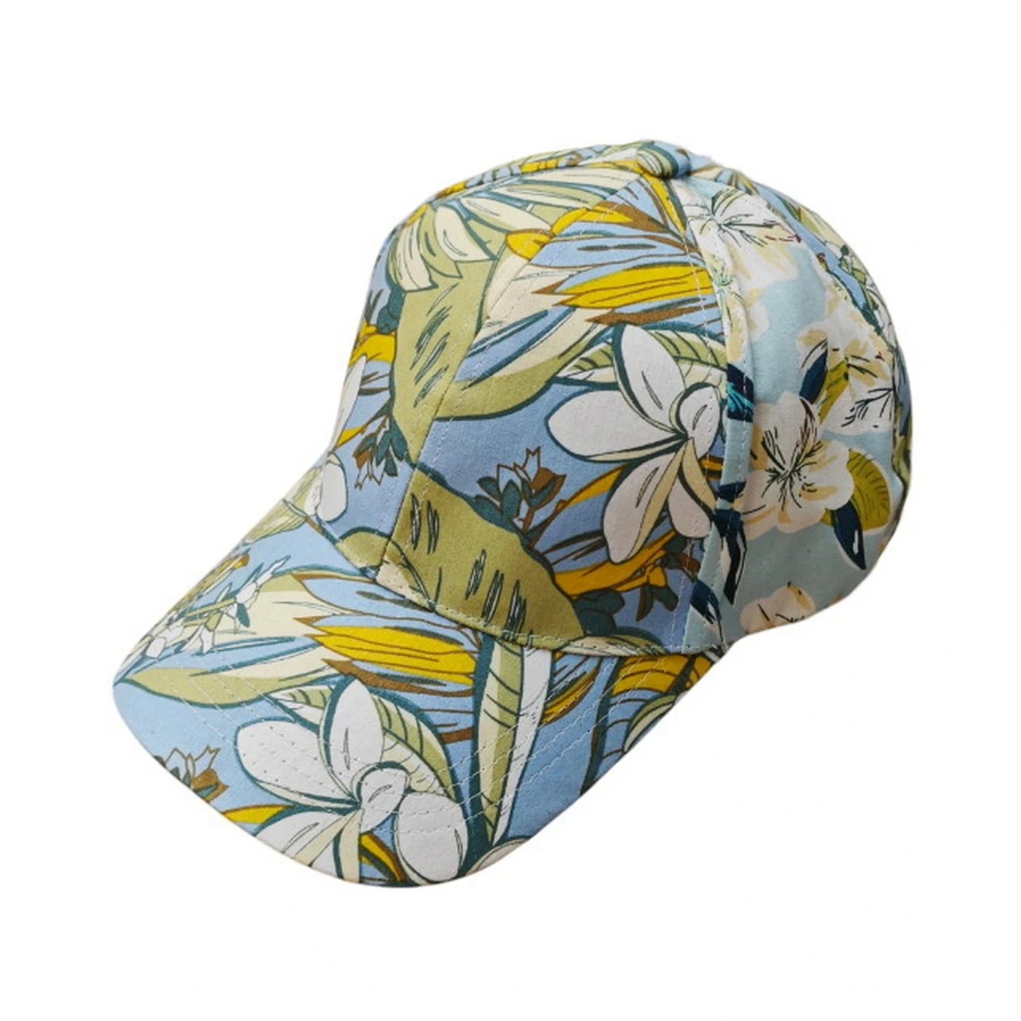 Patterned Baseball Cap | Tropical Floral Print – Light Blue