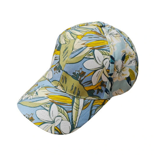 Patterned Baseball Cap | Tropical Floral Print – Light Blue
