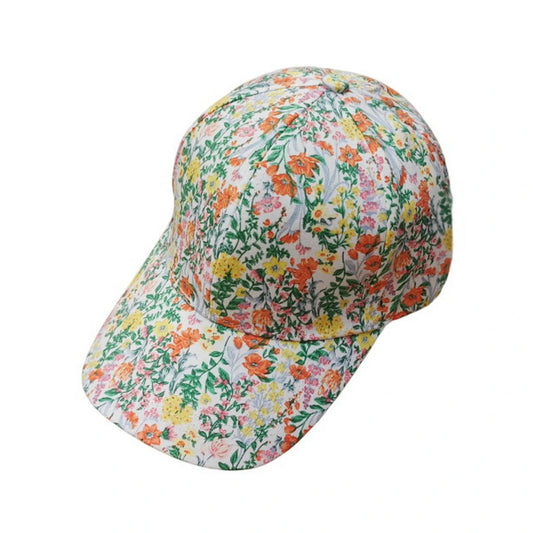 Patterned Baseball Cap I Ditsy Floral Print – White & Multicolour