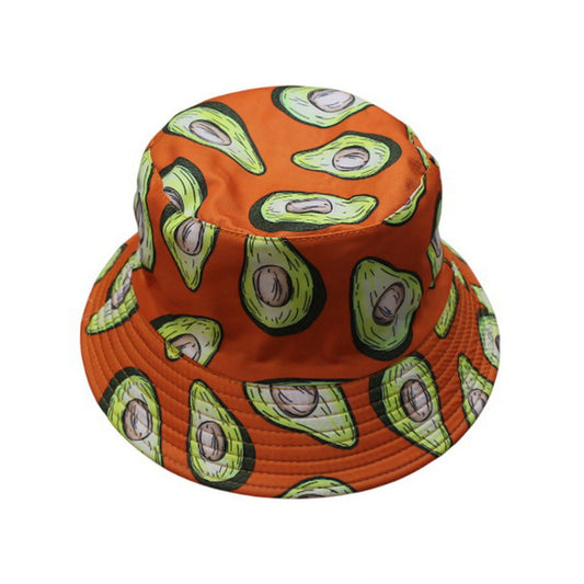 Patterned Bucket Hat | Avocado Print – Orange & Green