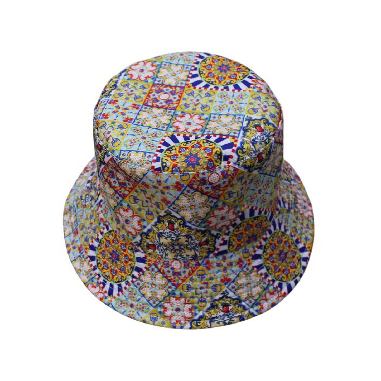 Patterned Bucket Hat | Sicilian Tile Print – Multicolour