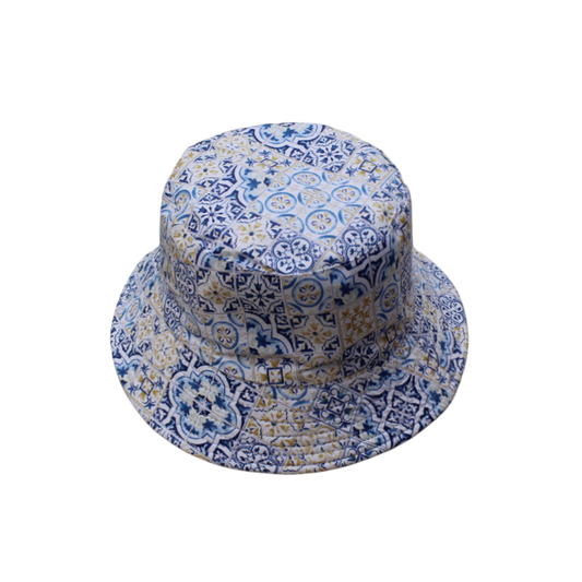 IGO2507494-6 Mediterranean Blue and Yellow Printed Fisherman's Hat