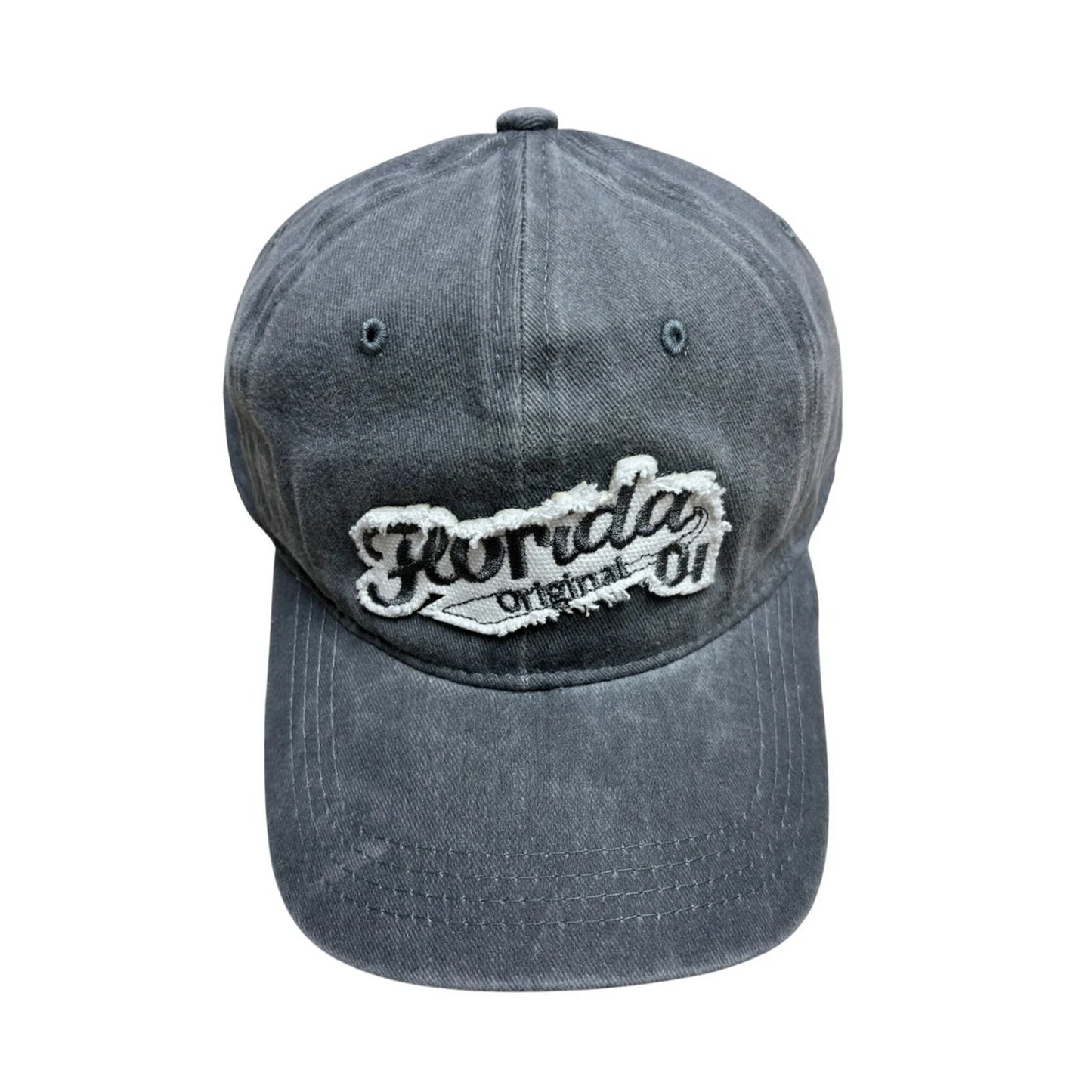 Baseball Cap | Vintage Washed & Distressed Patch Embroidery – Grey