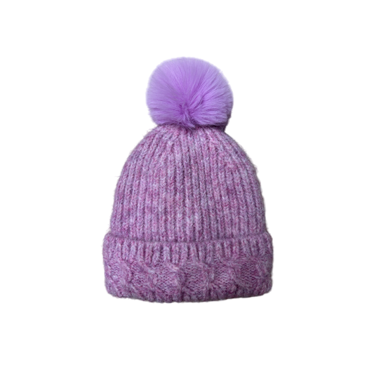 IGO2507498 Cable Knit Basic Bobble Hat