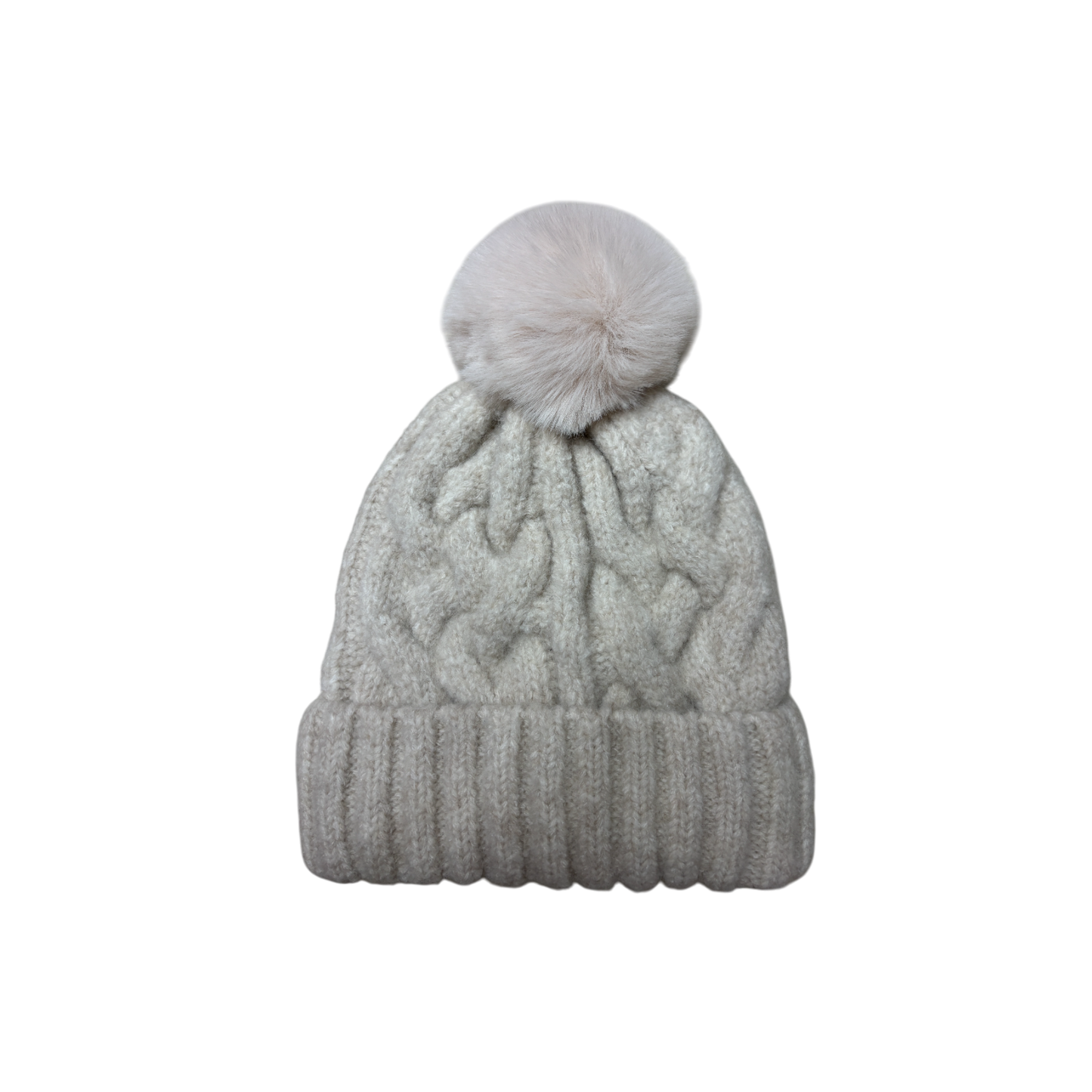 IGO2507505-2 3D Cable Knit Basic Bobble Hat