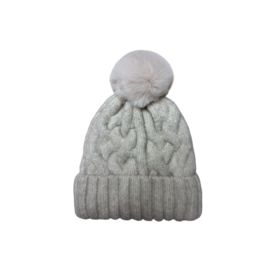 IGO2507505-2 3D Cable Knit Basic Bobble Hat