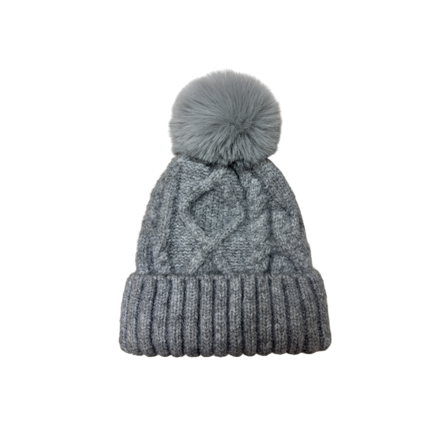 IGO2507505-3 3D Cable Knit Basic Bobble Hat