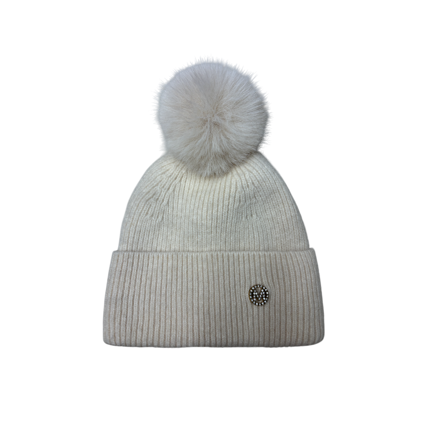 IGO2507506-2 Rhinestone Badge Fashion Bobble Hat