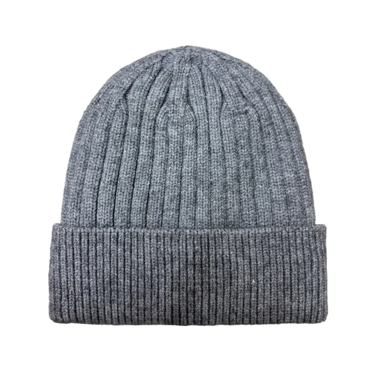 Ski Hat | Chunky Ribbed Knit Cuff Beanie – Charcoal Marl