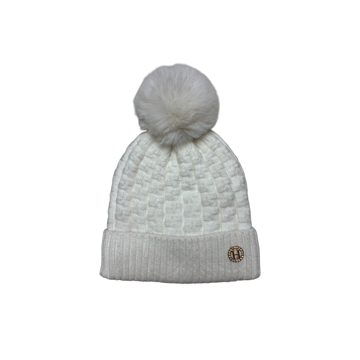 IGO2507512 Checkered Jacquard Letter Logo Fashion Bobble Hat