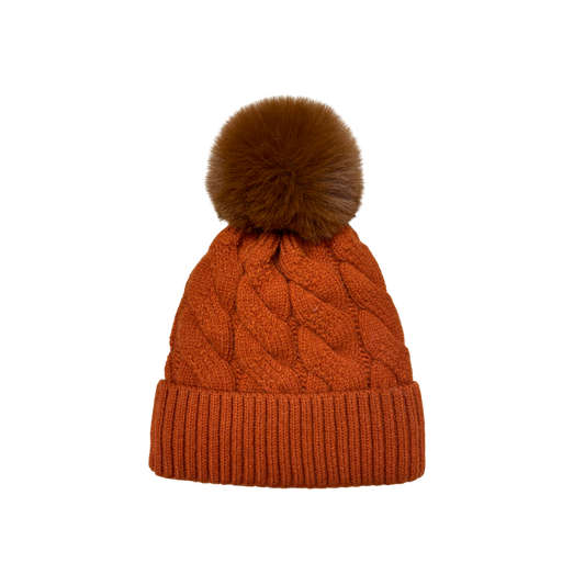 IGO2507514 Cable Knit Basic Bobble Hat