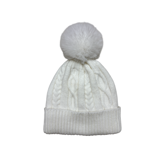 IGO2507516 Distinctive Cable Knit Basic Bobble Hat