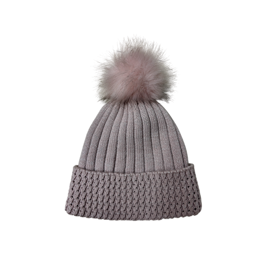 IGO2507522 Openwork Texture Basic Bobble Hat