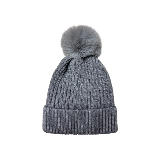 IGO2507523 3D Cable Knit Basic Bobble Hat