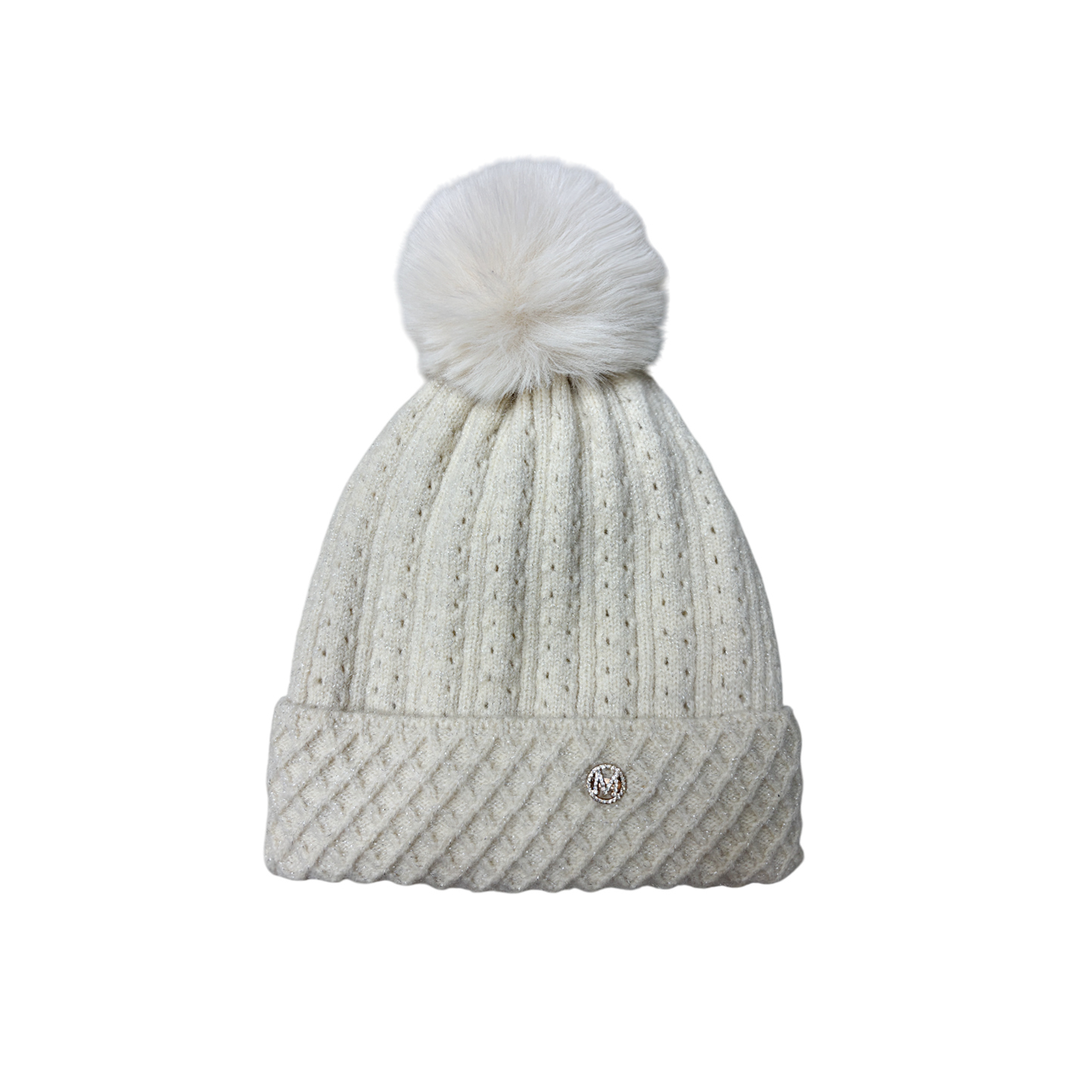 IGO2507524 Openwork Rhinestone Logo Fashion Bobble Hat