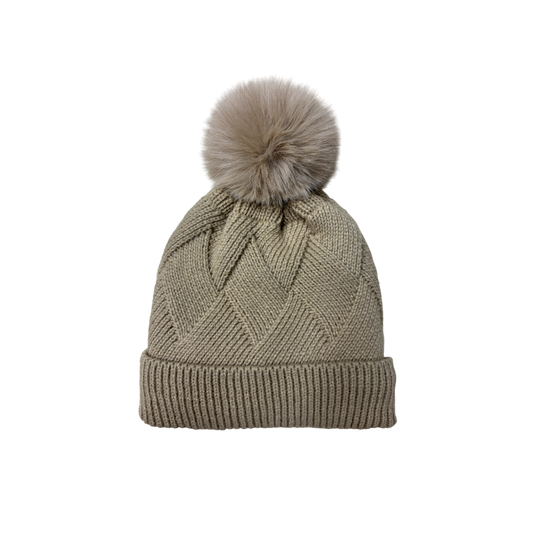 IGO2507527 Diamond Weave Basic Bobble Hat