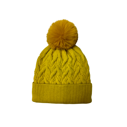 IGO2507530 3D Cable Knit Basic Bobble Hat