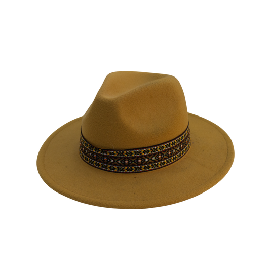 IGO2507535-2 Vintage Woven Belt Fedora Hat