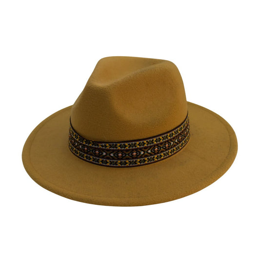 Fashion Hat | Tribal Geometric Band Design – Yellow