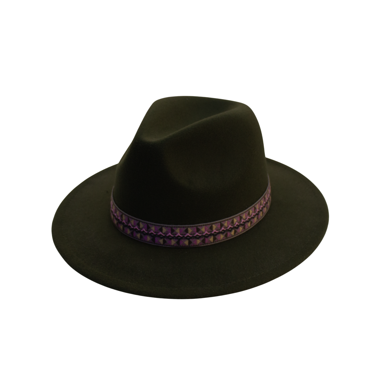 IGO2507536 Color Block Belted Fedora Hat