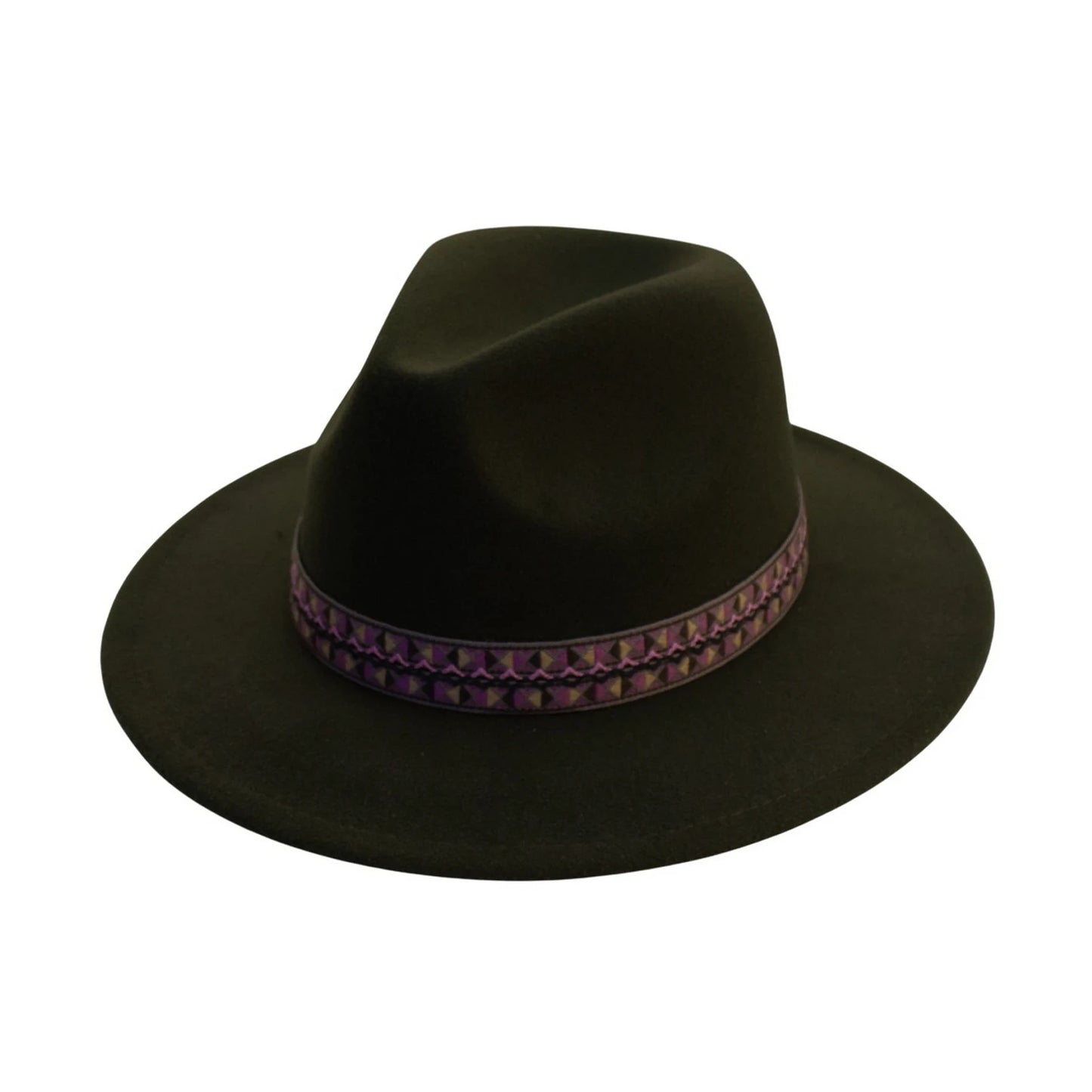 Fashion Hat | Geometric Chevron Band – Green