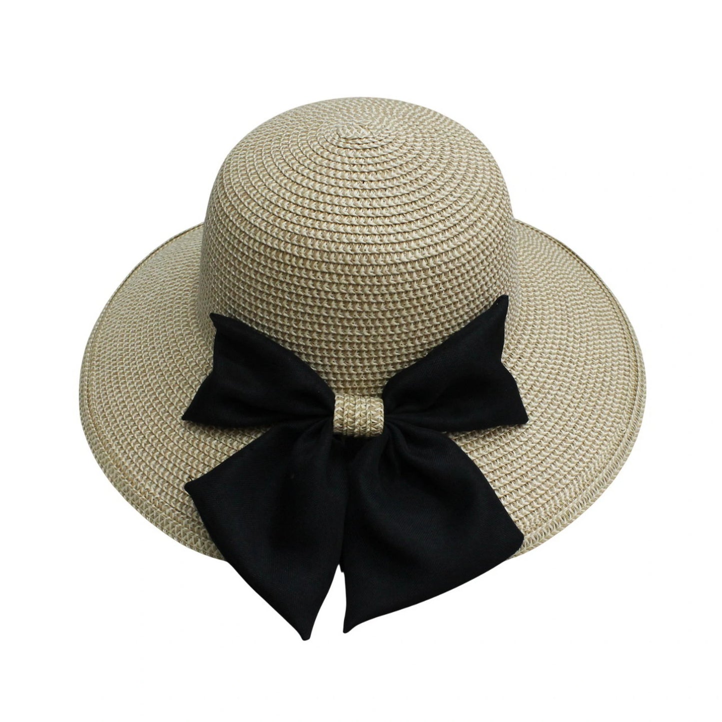 Short Brim Straw Hat | Classic Black Bow – Cream