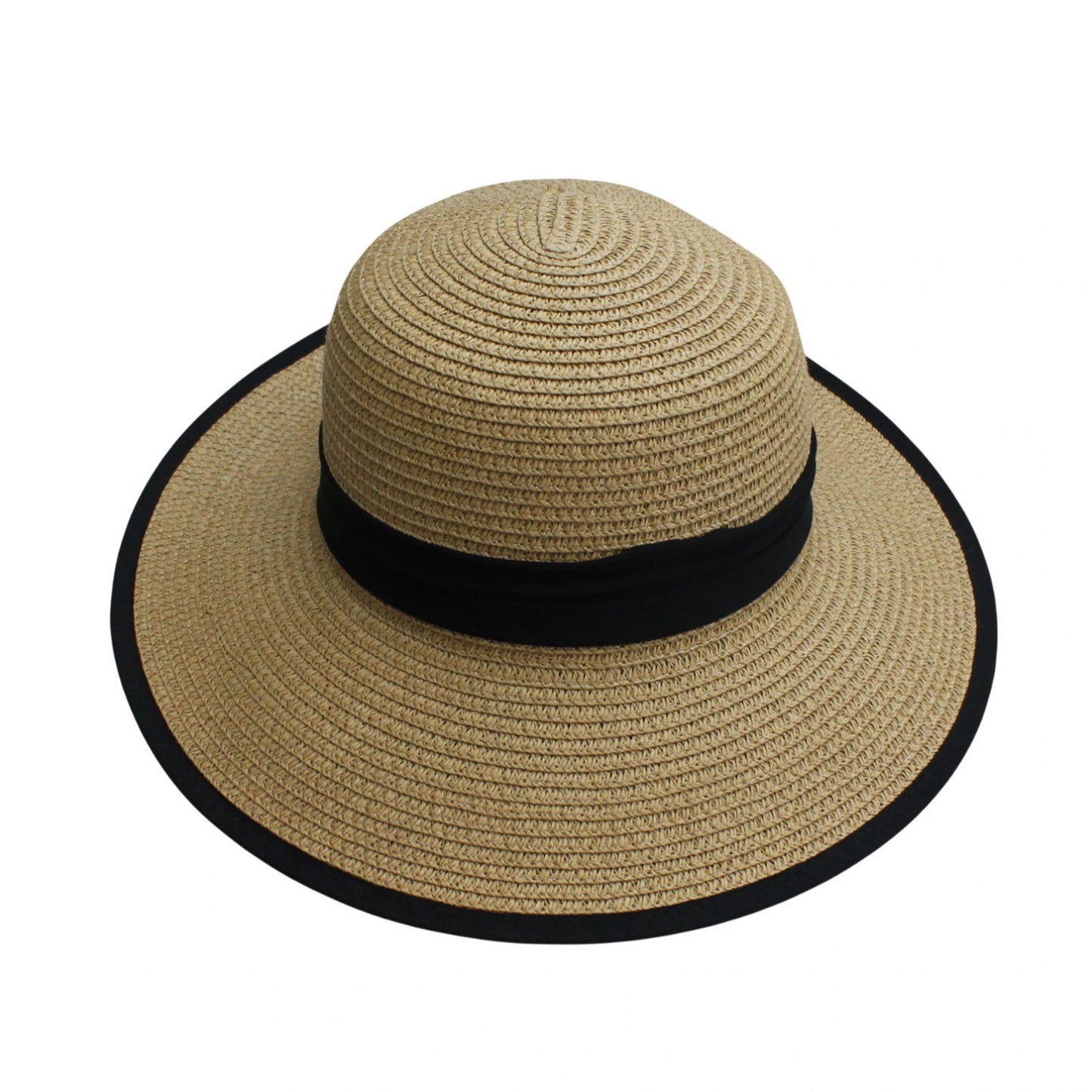 Short Brim Straw Hat | Black Bow Ribbon – Natural
