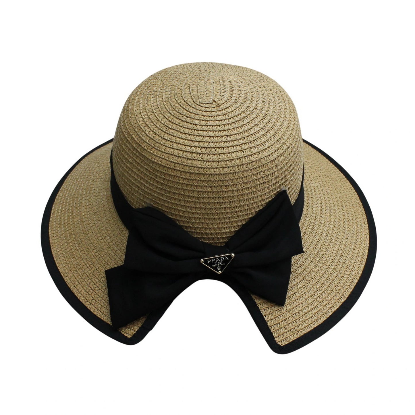 Short Brim Straw Hat | Black Bow Ribbon – Natural