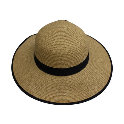 Short Brim Straw Hat | Bow Ribbon Trim – Natural
