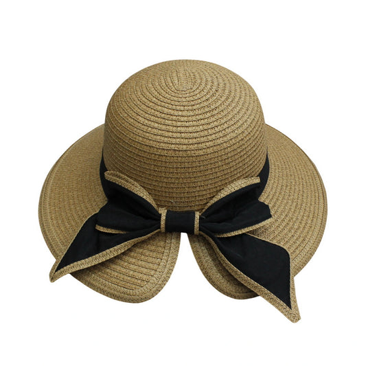Short Brim Straw Hat | Scalloped Edge Bow – Natural