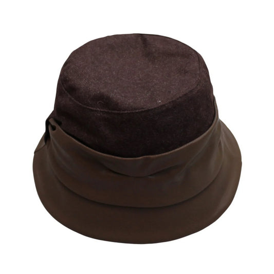 Fashion Hat | Two-Tone Wool & Faux Leather – Brown