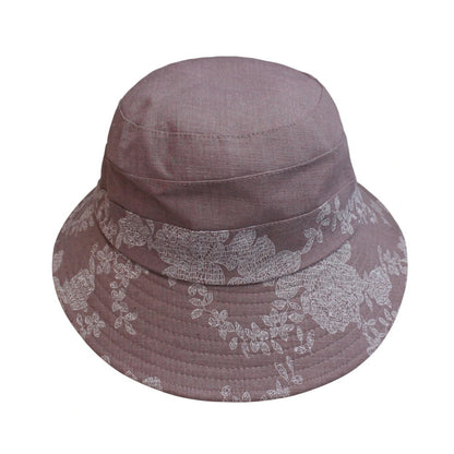 Cotton Hat | Floral Embroidery with Back Bow – Purple