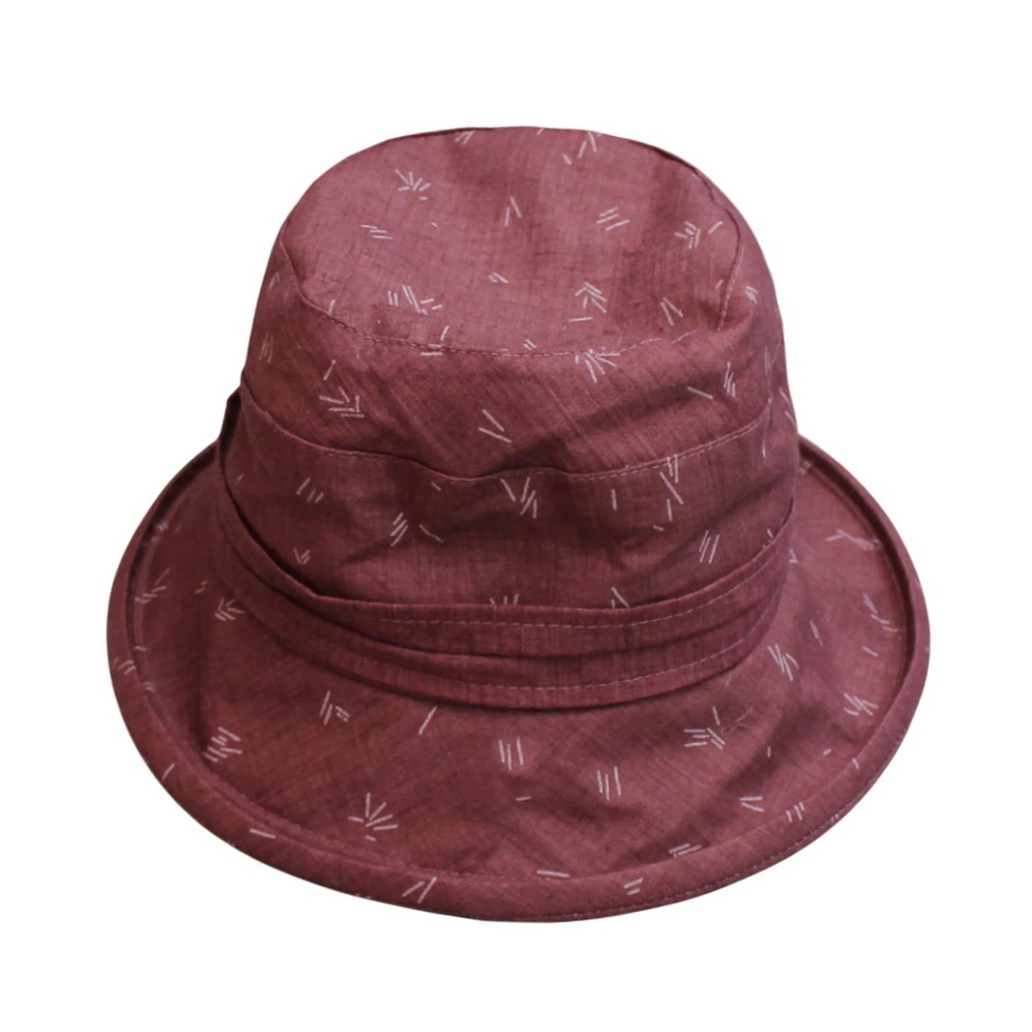 Cotton Hat | Abstract Line Print with Back Bow – Red