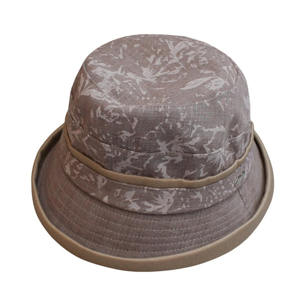 Cotton Hat | Abstract Marble Texture with Contrast Trim & Metal Logo – Brown