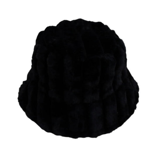 Fashion Hat | Quilted Faux Fur Design – Black