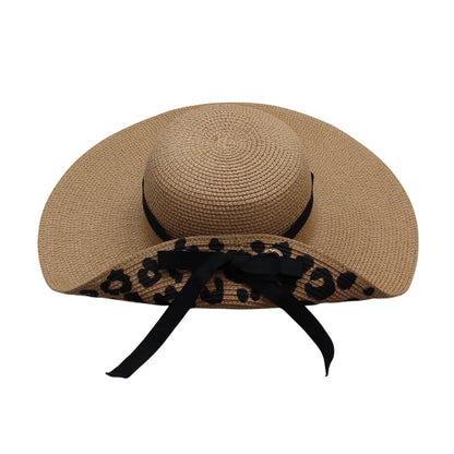 Wide Brim Straw Hat | Back Tie Bow Design – Brown