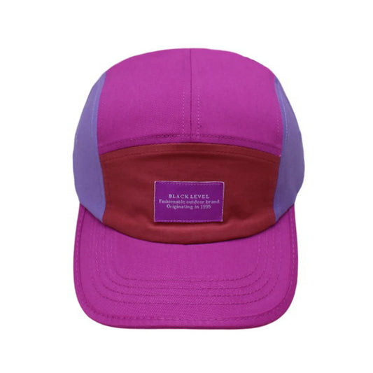 Patterned Baseball Cap | Color-Block Design with Rectangular Label – Magenta & Burgundy