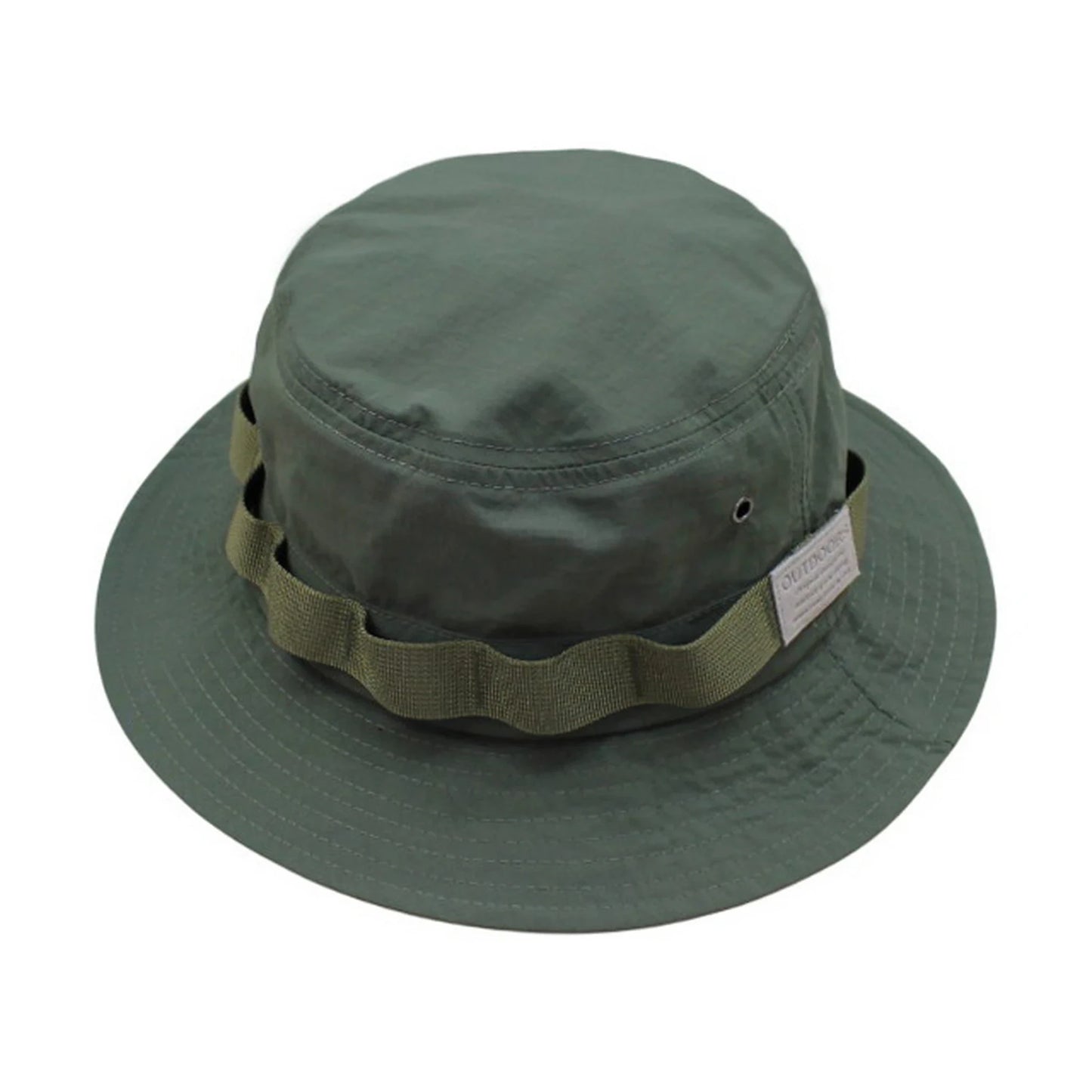 Aussie Hat | Wide-Brim Sun Hat with Webbing Band & Label – Army Green