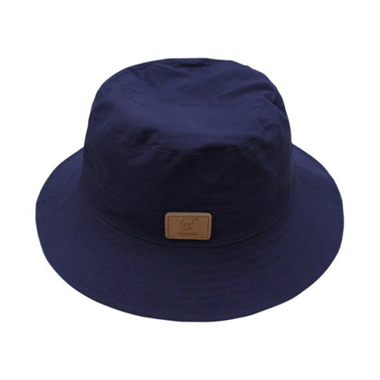 Bucket Hat | Wide-Brim Casual Sun Hat with Leather Patch – Deep Navy Blue