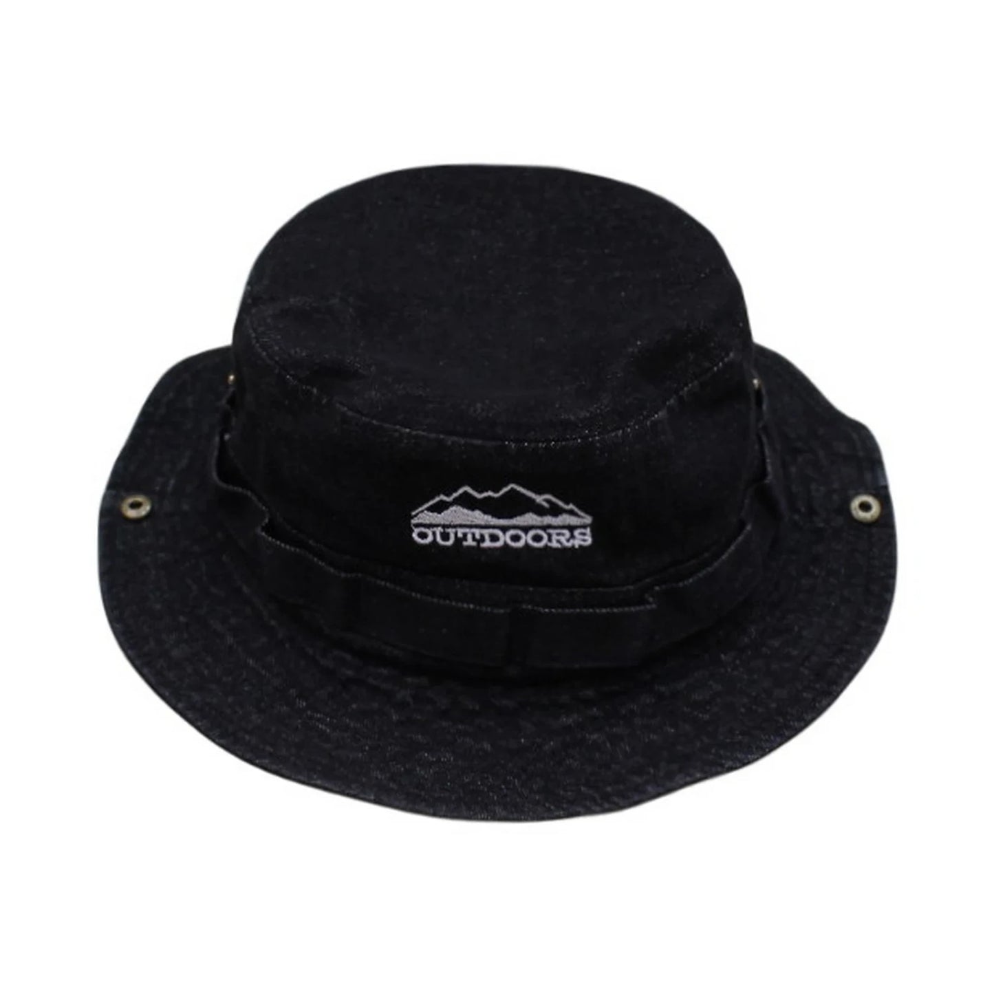 Aussie Hat | Convertible Wide-Brim with Embroidery – Black