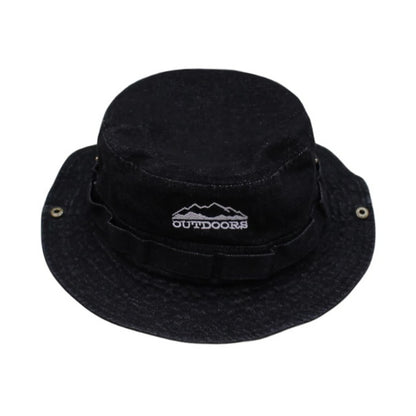 Aussie Hat | Convertible Wide-Brim with Embroidery – Black