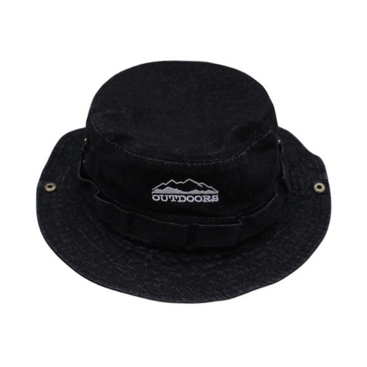 Aussie Hat | Convertible Wide-Brim with Embroidery – Black