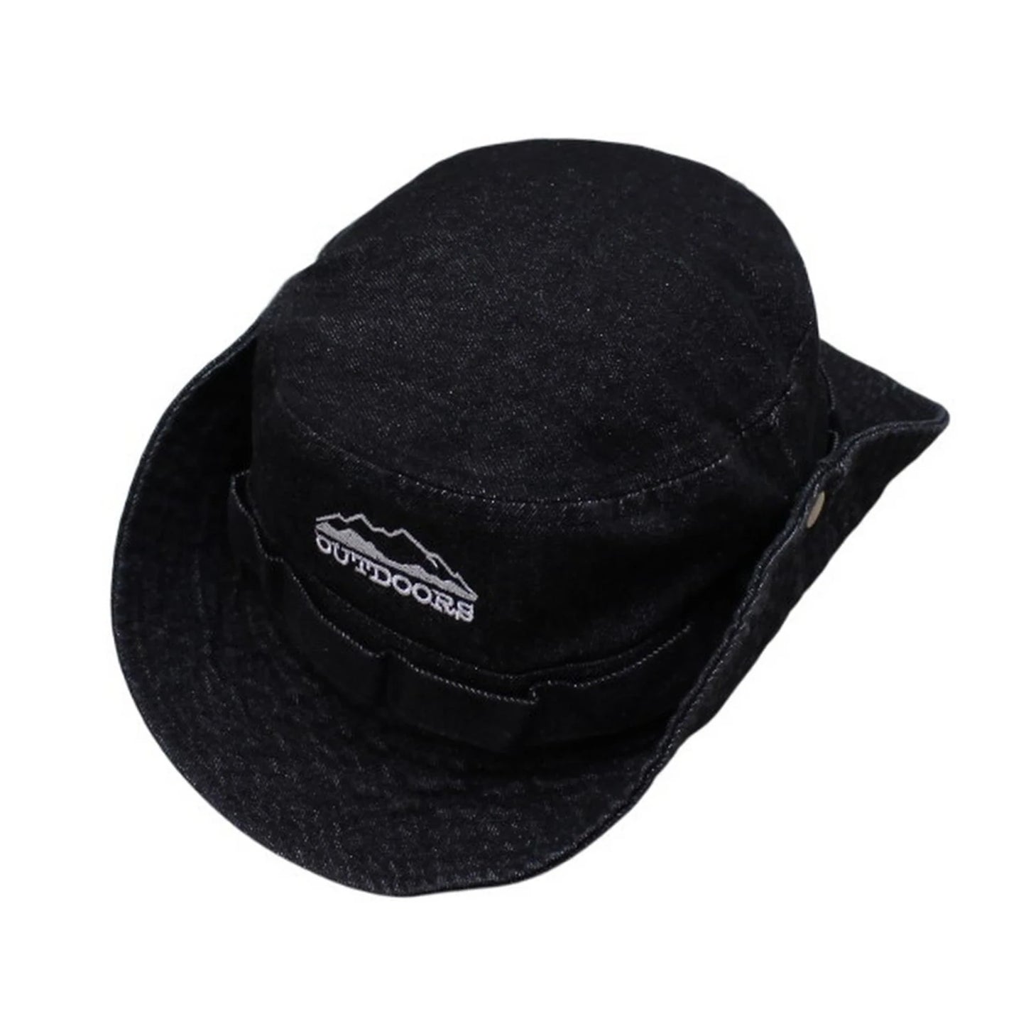 Aussie Hat | Convertible Wide-Brim with Embroidery – Black
