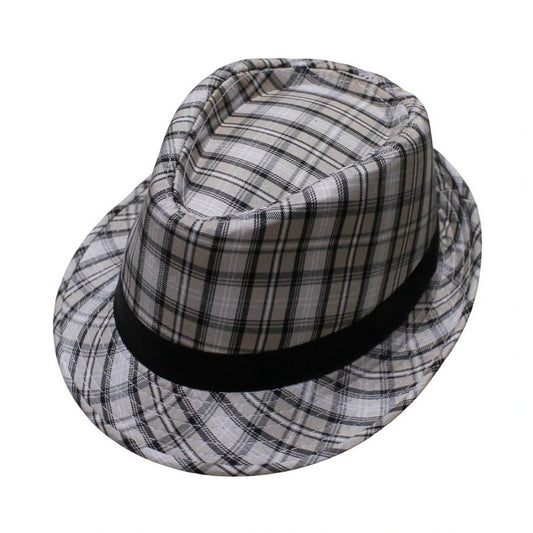 Trilby Hat | Black & White Check with Satin Band – Black & White