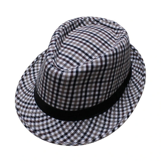Trilby Hat | Brown & White Gingham with Satin Band – Brown & White