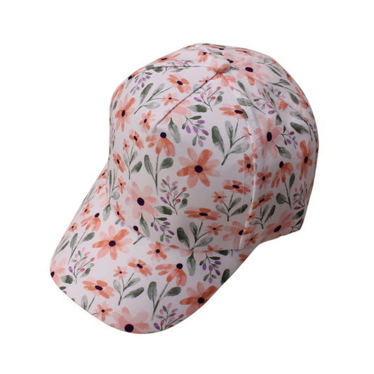 Patterned Baseball Cap | Kids Watercolor Floral Print – Pink