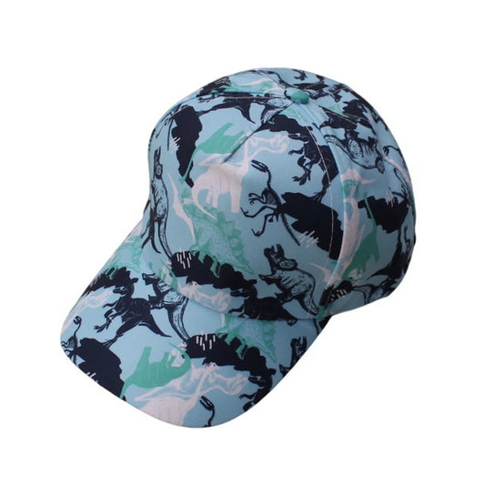 Patterned Baseball Cap | Kids Dinosaur Silhouette Print – Blue